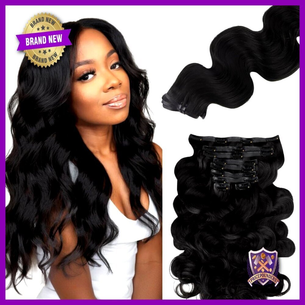 Seamless Clip-In Human Hair Extensions Body Wave Natural Look 14 Inch